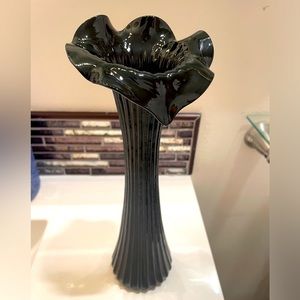 Jack in pulpit glossy black vase MCM
